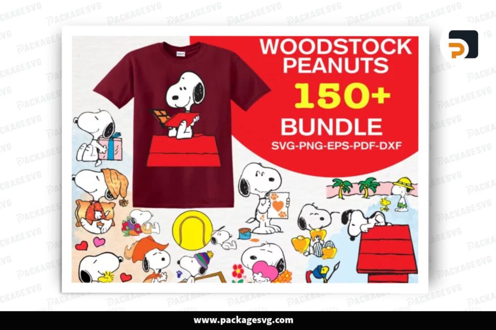 Snoopy and Woodstock SVG Mega Bundle, 150 Peanuts Design Files LRG45YRV (2)