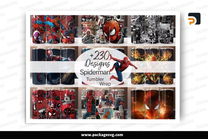 Spiderman Sublimation Design Bundle, 230 20oz Movie Skinny Tumbler Wrap (3)