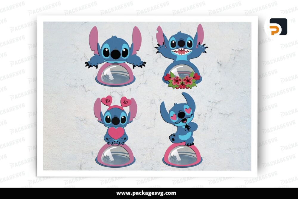 Stitch Candy Dome Bundle, Valentine SVG Paper Cut File (4)