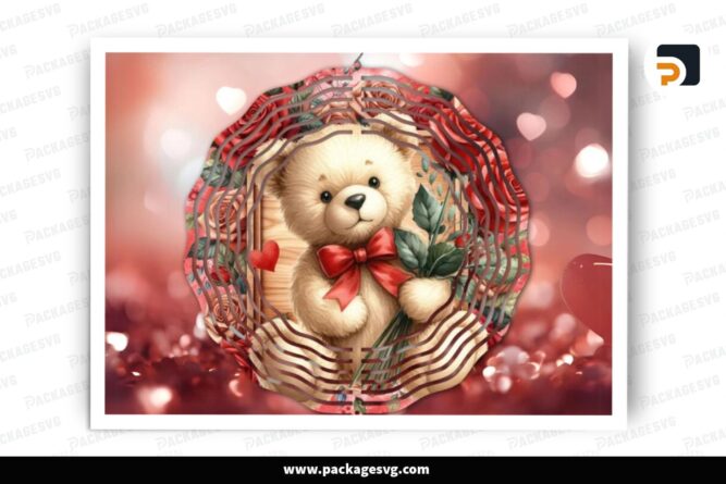 Teddy Bear Wind Spinner PNG, Valentine Sublimation Design LQW17IVH (1)