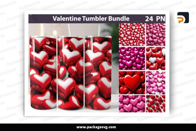 Valentine Heart Sublimation Bundle, 24 20oz Skinny Tumbler Wrap LRFOI3A7