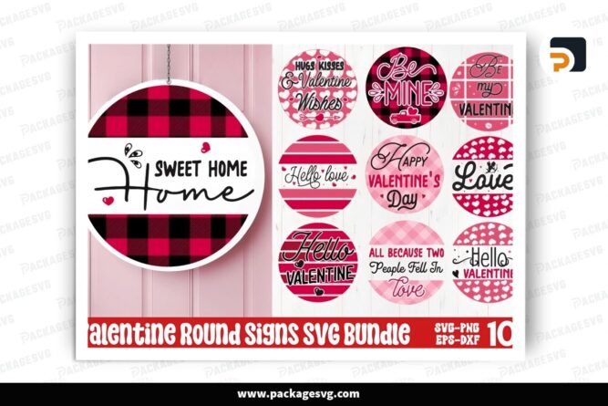 Valentine Round Sign SVG Bundle, 10 Design Files LRVHJRWD (2)