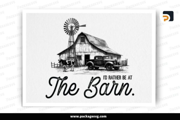 Vintage Farm Barn, PNG Sublimation Design Free Download