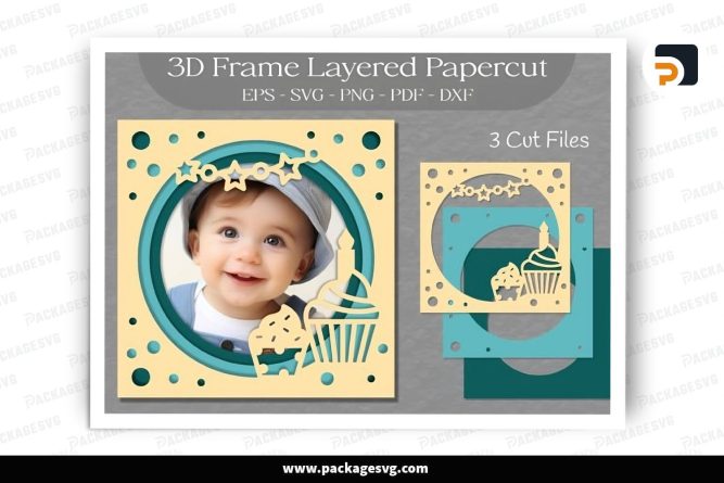Birthday Photo Frame, SVG Layered Paper Cut File LS30WUUQ (1)