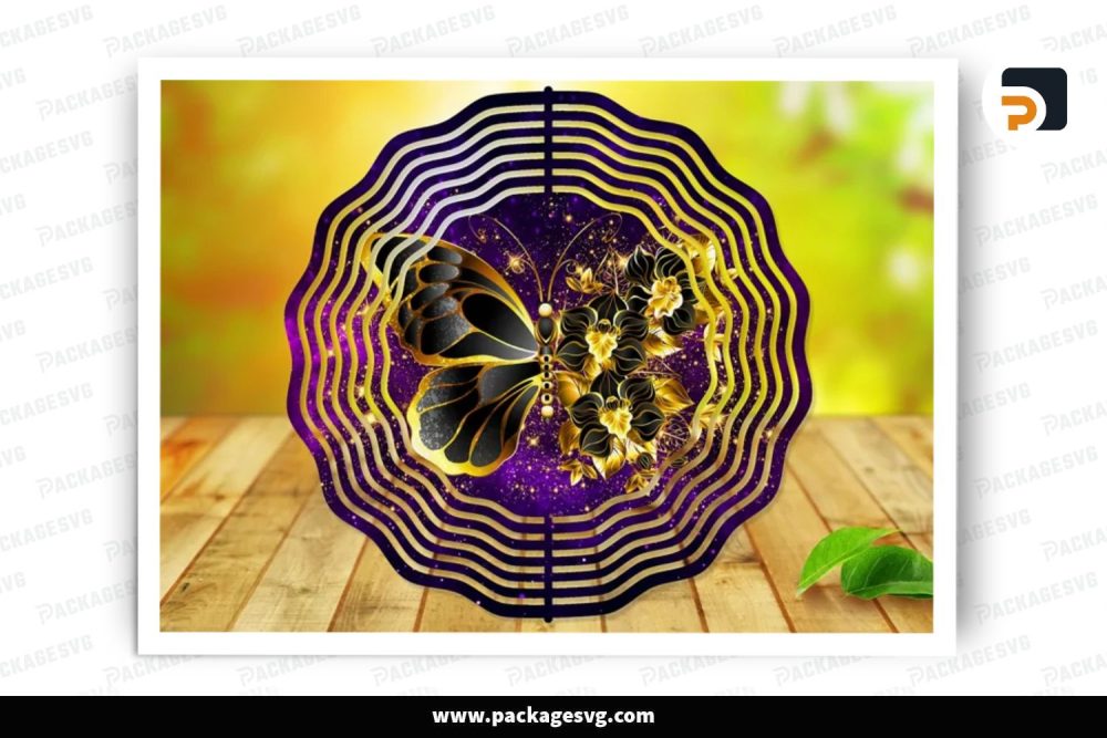 Black Butterfly Wind Spinner, PNG Sublimation Design (2)