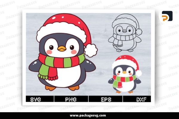 Christmas Penguin SVG Design Free Download