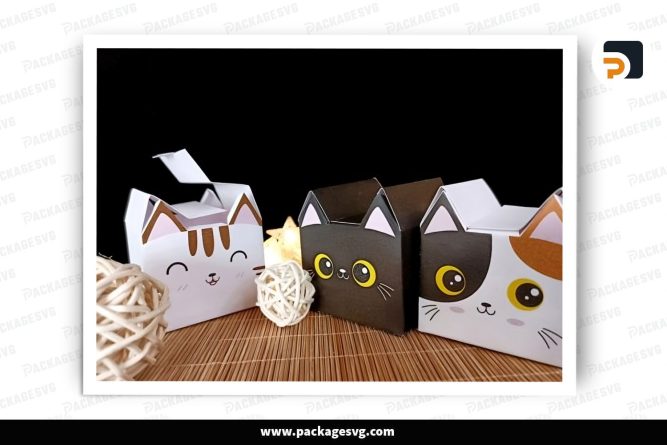 Cute Cat Ear Gift Box Bundle, 3 Template SVG Paper Cut File LS8MBQDA (3)