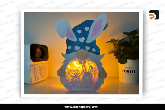 Easter Egg Basket Bunny Gnome Lantern, SVG Paper Cut File