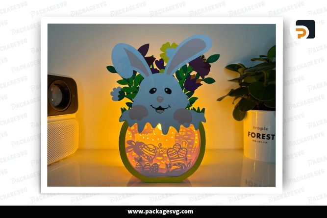 Egg Hunt Bunny Cup Lantern, Easter SVG Paper Cut File (2)