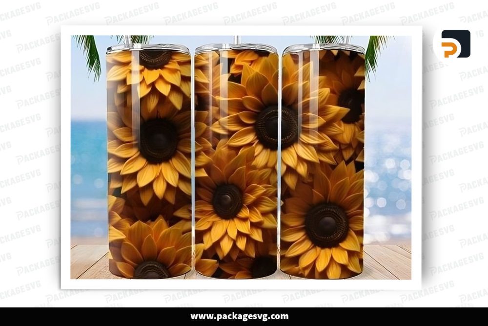 Glow Sunflowers Sublimation Design, 20oz Skinny Tumbler Wrap LS414SXW (1)