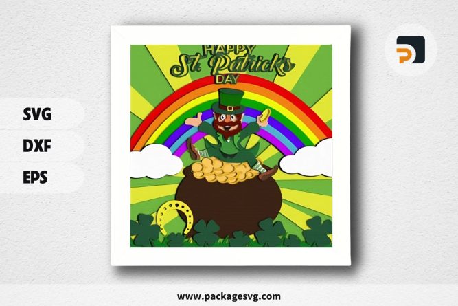 Happy St Patrick's Day Shadowbox, SVG Paper Cut File LS8KRYUB (2)