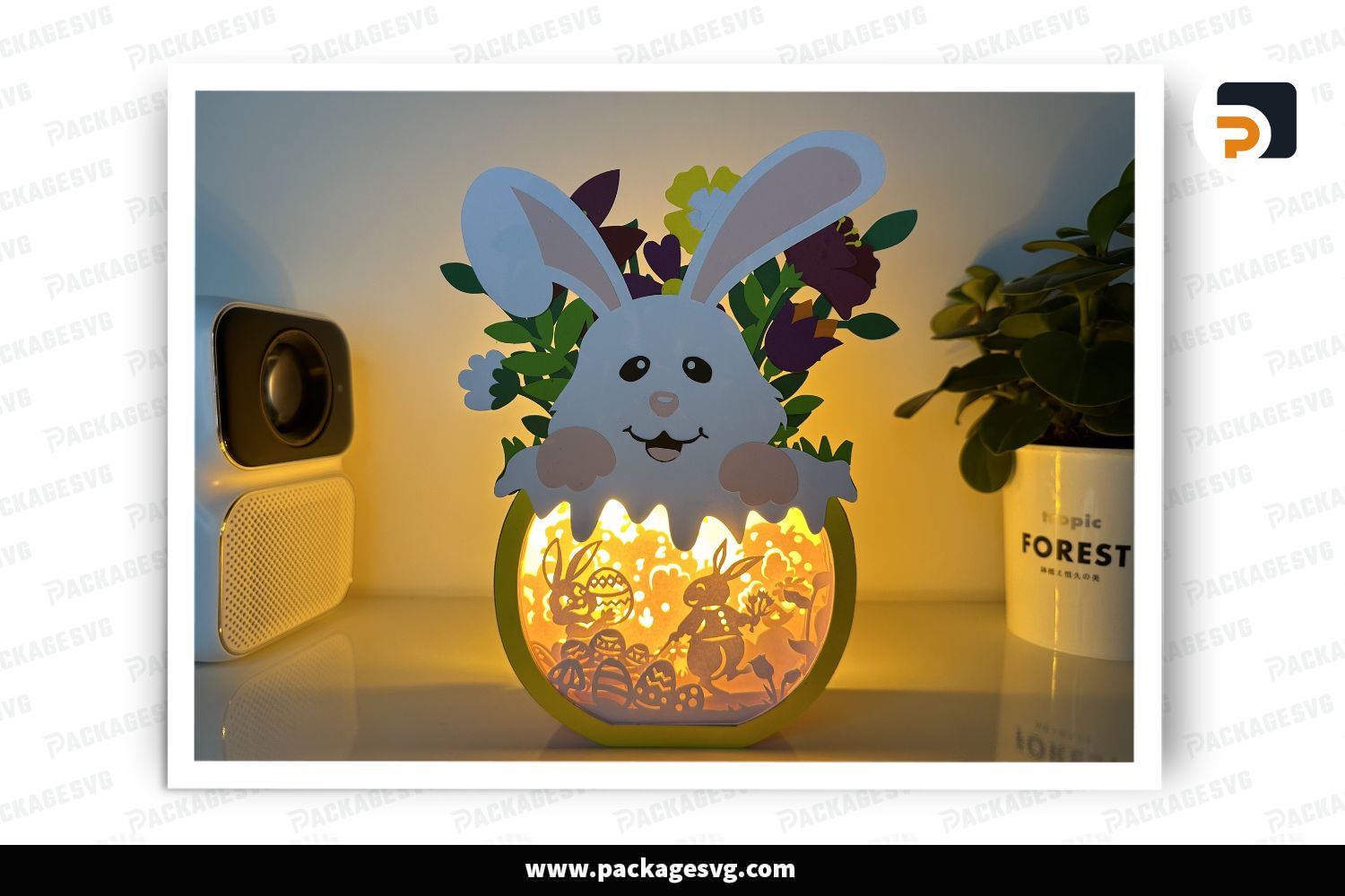 Hide The Eggs Bunny Cup Lantern, Easter SVG Paper Cut File LS9QYL7J