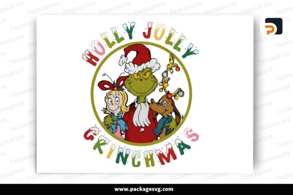 Holly Jolly Grinchmas, Christmas PNG Sublimation Design Free Download