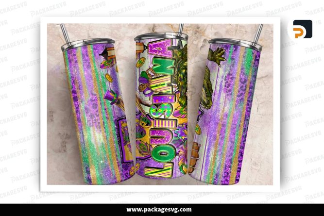 Louisiana Mardi Gras Sublimation Design, 20oz Skinny Tumbler Wrap (2)