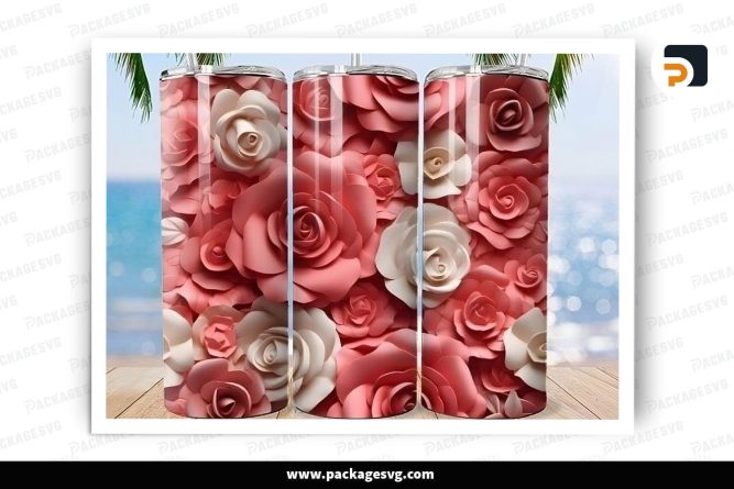 Pastel Rose Sublimation Design, 20oz Skinny Tumbler Wrap (2)