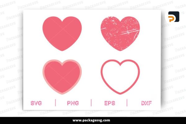 Pink Heart SVG Bundle, 4 Designs Free Download