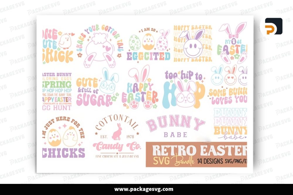 Retro Easter SVG Bundle, 14 Design Files (2)
